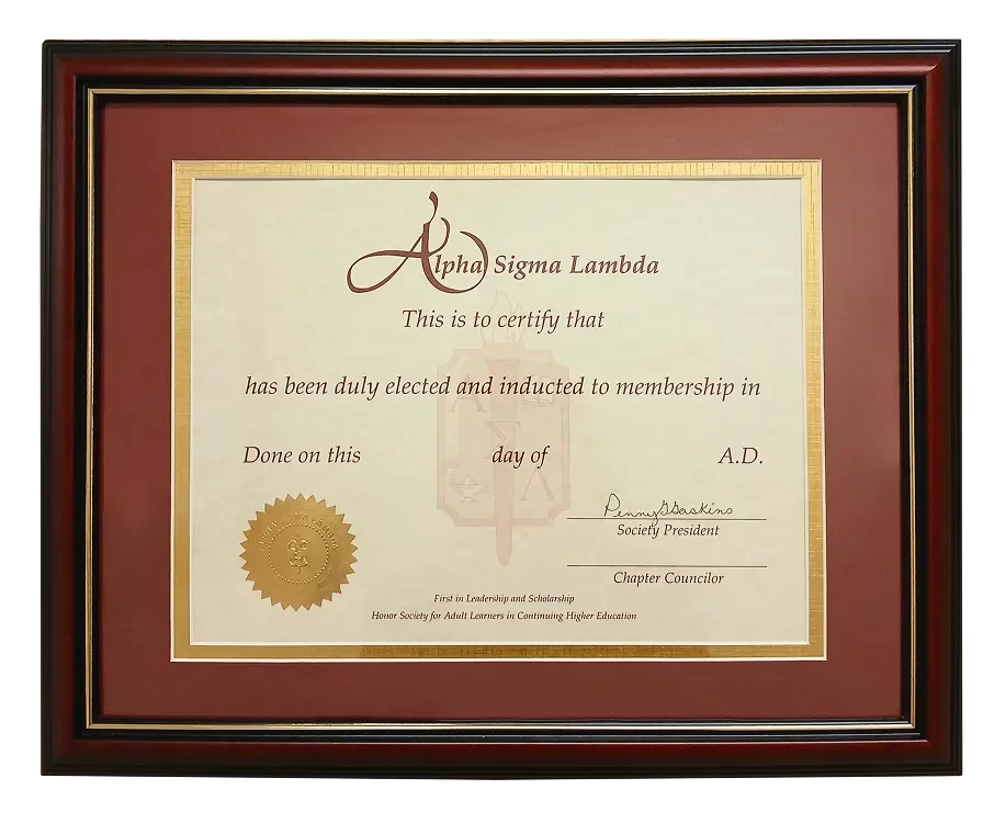 Solid Wood Certificate Frame – Maroon Over Gold Double Mat