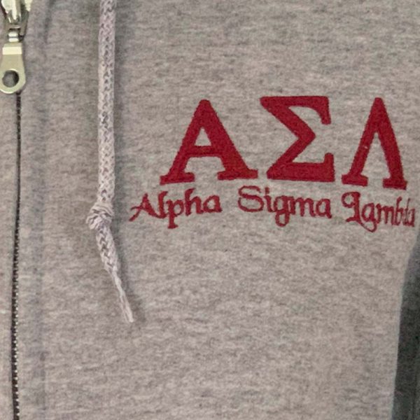 ASLHS Full Zip Hooded Sweatshirt (Letters w/ Script) - Alpha Sigma Lambda